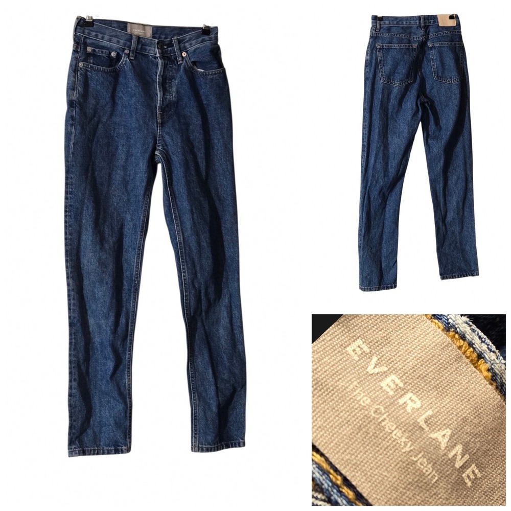 Everlane The Cheeky Jean Blue High Rise Straight Leg 100% Cotton Denim Size 24 R